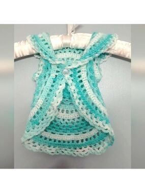 Handmade crocheted ring around the rosie circular vest with rose sz 6-9mo